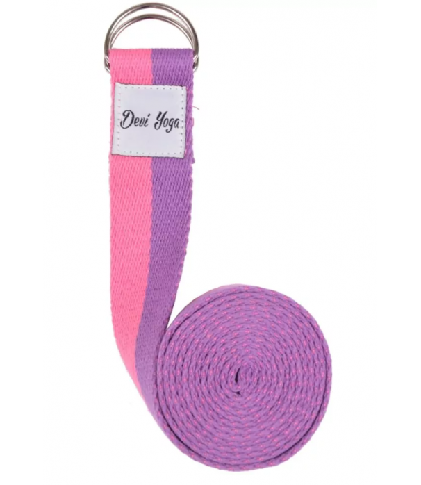 Ремень для йоги Devi Yoga 200*3,8 см - фиолетово-розовый