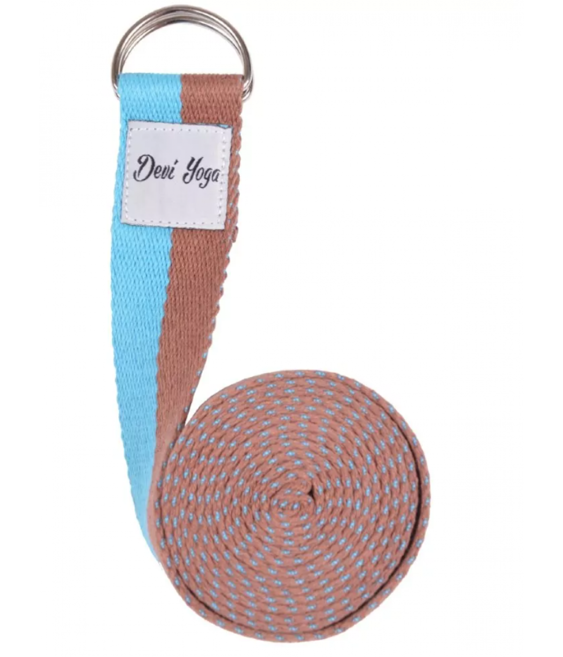 Ремень для йоги Devi Yoga 200*3,8 см - коричнево-голубой