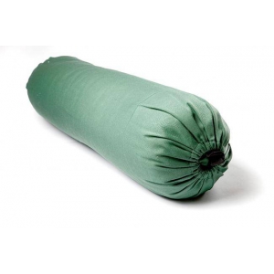 Хлопковый болстер для йоги с шерстяным наполнением 75 см зеленый