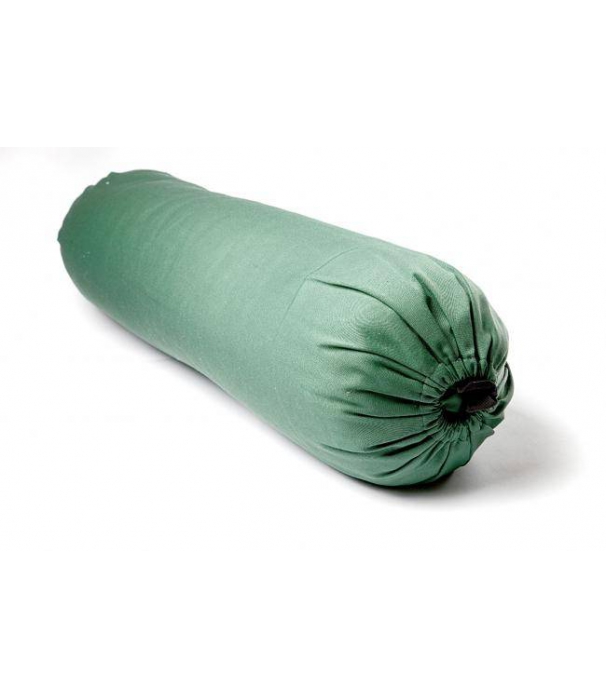 Хлопковый болстер для йоги с шерстяным наполнением 75 см зеленый