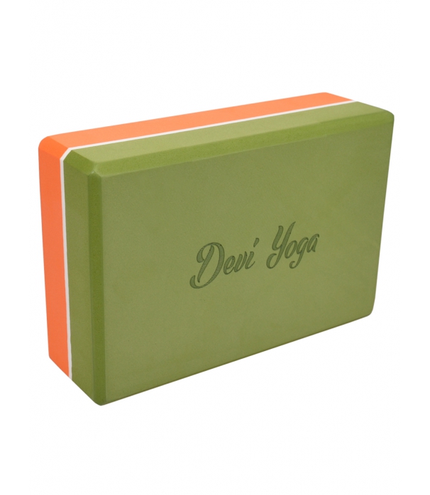 Блок для йоги из EVA Devi Yoga 23*15*7,5 см - Оранжево-зеленый
