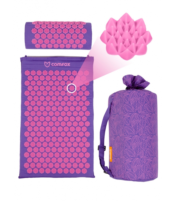 Набор: массажный коврик и валик Comfox - Фиолетовый