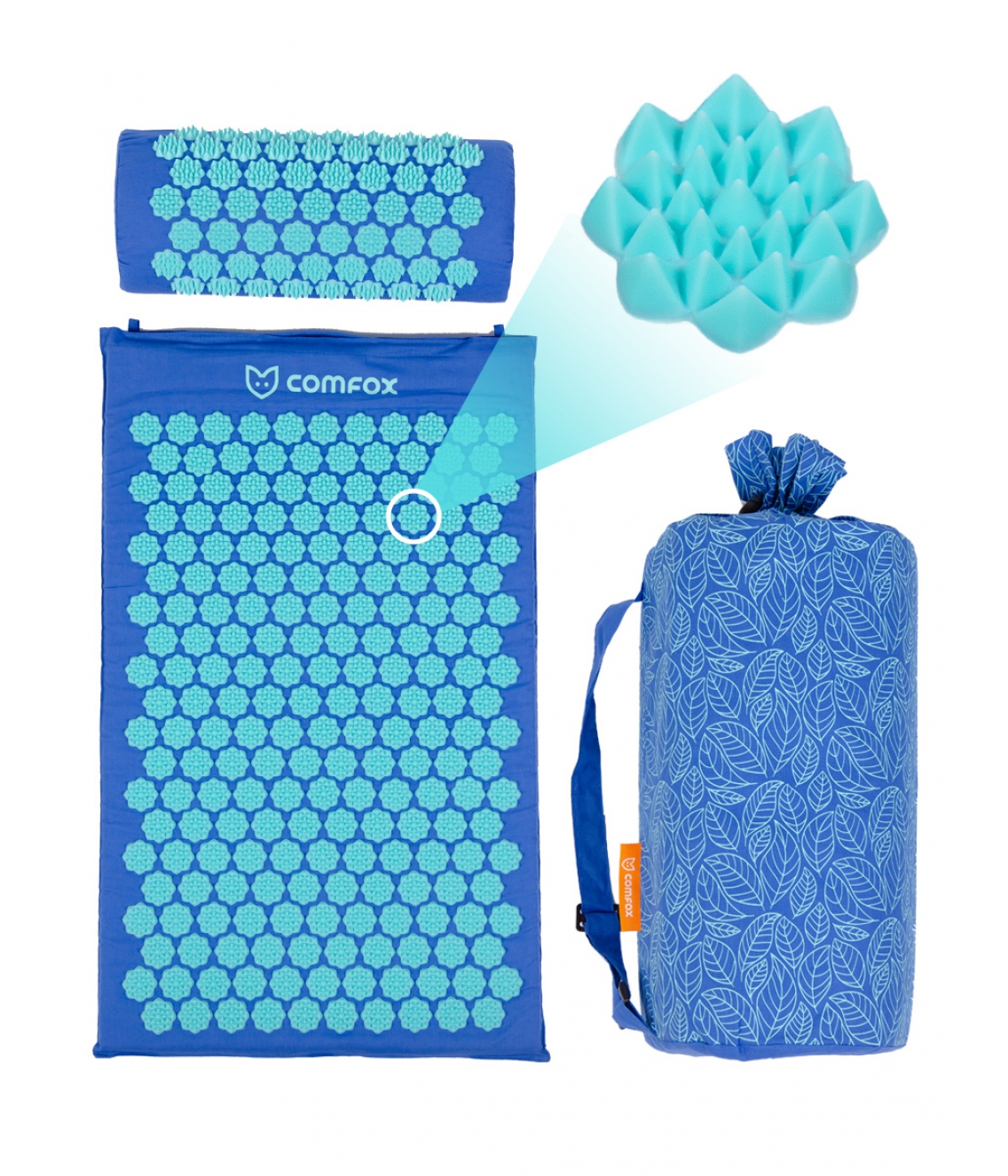 Набор: массажный коврик и валик Comfox - Синий