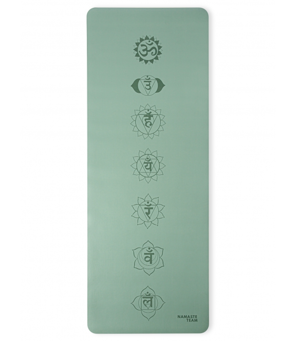 Каучуковый коврик с покрытием Non-Slip Namaste Team 183*68*0,5 см - Green Chakras