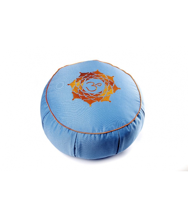 Подушка для медитации из гречишной шелухи "Ом" 30см 15см голубая